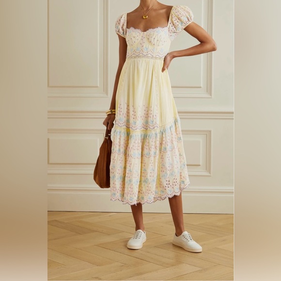 LoveShackFancy Dresses & Skirts - LoveShackfancy Magena crocheted broderie anglaise cotton midi dress